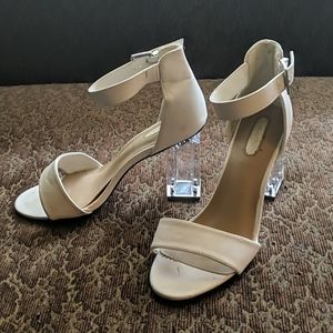 Women's high heels white with clear heel size 8